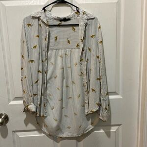 Animal print button up